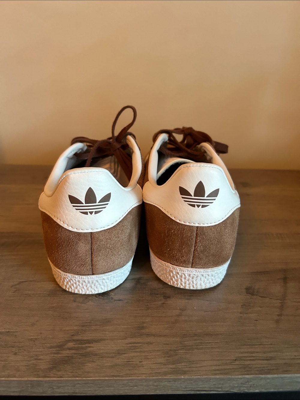 adidas Brown Suede Gazelle Sneakers with White Stripes - Picture 4 of 6
